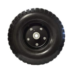 13" Flat Free Hand Truck Tire and Off-Set Wheel Hub with 5/8" Center Shaft Hole (Black)