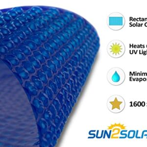 Sun2Solar Blue 16-Foot-by-32-Foot Rectangle Solar Cover | 1600 Series | Heat Retaining Blanket for In-Ground and Above-Ground Rectangular Swimming Pools | Use Sun to Heat Pool | Bubble-Side Down