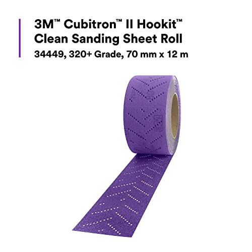 3M Cubitron II Hookit Abrasive Sheet Roll, 34442, Multi-Hole, 70 mm x 12 m, 80+ Grade, Automotive Sanding Roll Sandpaper for Coating Removal, Body Repair, Auto Sanding