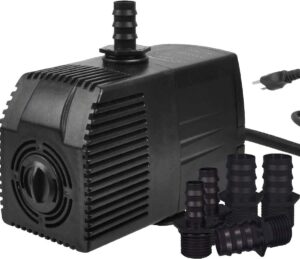 simple deluxe 400 gph submersible pump(1500l/h 54w) with 15' cord for fish tank, hydroponics, fountains, ponds, statuary, aquariums, black