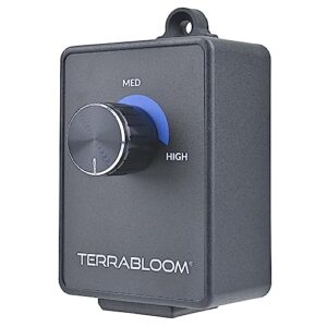 terrabloom fan speed controller for booster inline exhaust and duct fans. blower airflow and motor speed adjuster. rated for up to 350w. continuous dial rheostat control