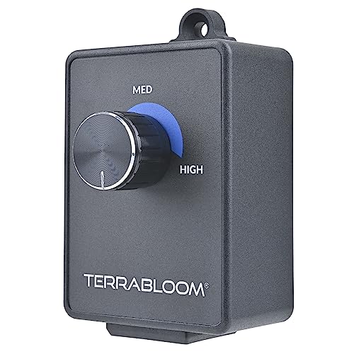 TerraBloom Fan Speed Controller For Booster Inline Exhaust and Duct Fans. Blower Airflow and Motor Speed Adjuster. Rated For Up To 350W. Continuous Dial Rheostat Control