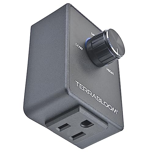 TerraBloom Fan Speed Controller For Booster Inline Exhaust and Duct Fans. Blower Airflow and Motor Speed Adjuster. Rated For Up To 350W. Continuous Dial Rheostat Control