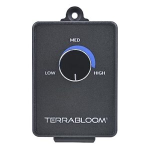 TerraBloom Fan Speed Controller For Booster Inline Exhaust and Duct Fans. Blower Airflow and Motor Speed Adjuster. Rated For Up To 350W. Continuous Dial Rheostat Control