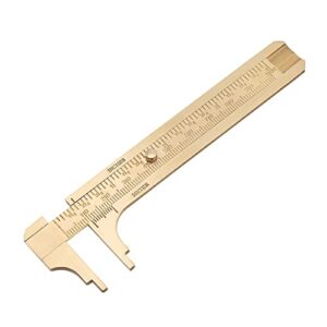 wreow brass caliper 100mm / 4 inch gauge vernier pocket caliper for bead wire jewelry measuring (double scale)
