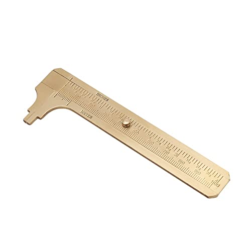 WREOW Brass Caliper 100mm / 4 inch Gauge Vernier Pocket Caliper for Bead Wire Jewelry Measuring (Double Scale)