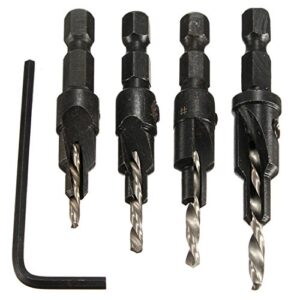 obecome 4-piece countersink drill bit sets with 1/4 hex shank sets,#6#8#10#12 screw size