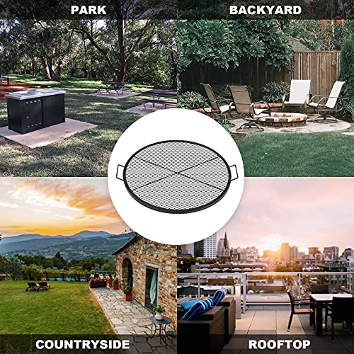 Stanbroil Heavy Duty X-Marks Fire Pit Cooking Grill Grates with Support X Wire - Outdoor Round BBQ Campfire Grill Grid - Camping Cookware, 30 Inch