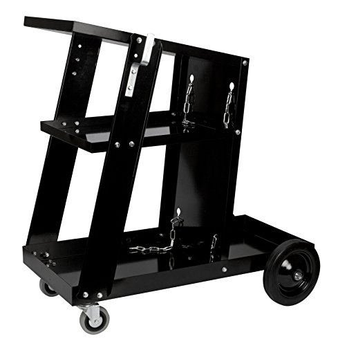 Performance Tool W53992 Universal Mobile Welding Cart with Storage Trays on Wheels for MIG Welders and Plasma Cutters, Black