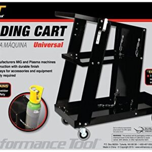 Performance Tool W53992 Universal Mobile Welding Cart with Storage Trays on Wheels for MIG Welders and Plasma Cutters, Black