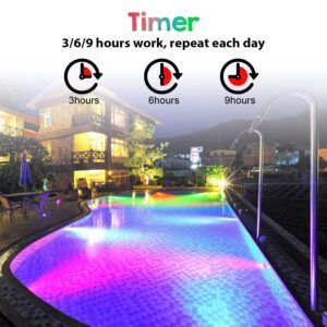 IMAGE Pond Lights Submersible Lights [Set of 4] with Timer IP68 Underwater Lights Aquarium Spot Light 48LED Landscape Lamp for Swimming Pool Fish Tank Fountain Pond Decoration