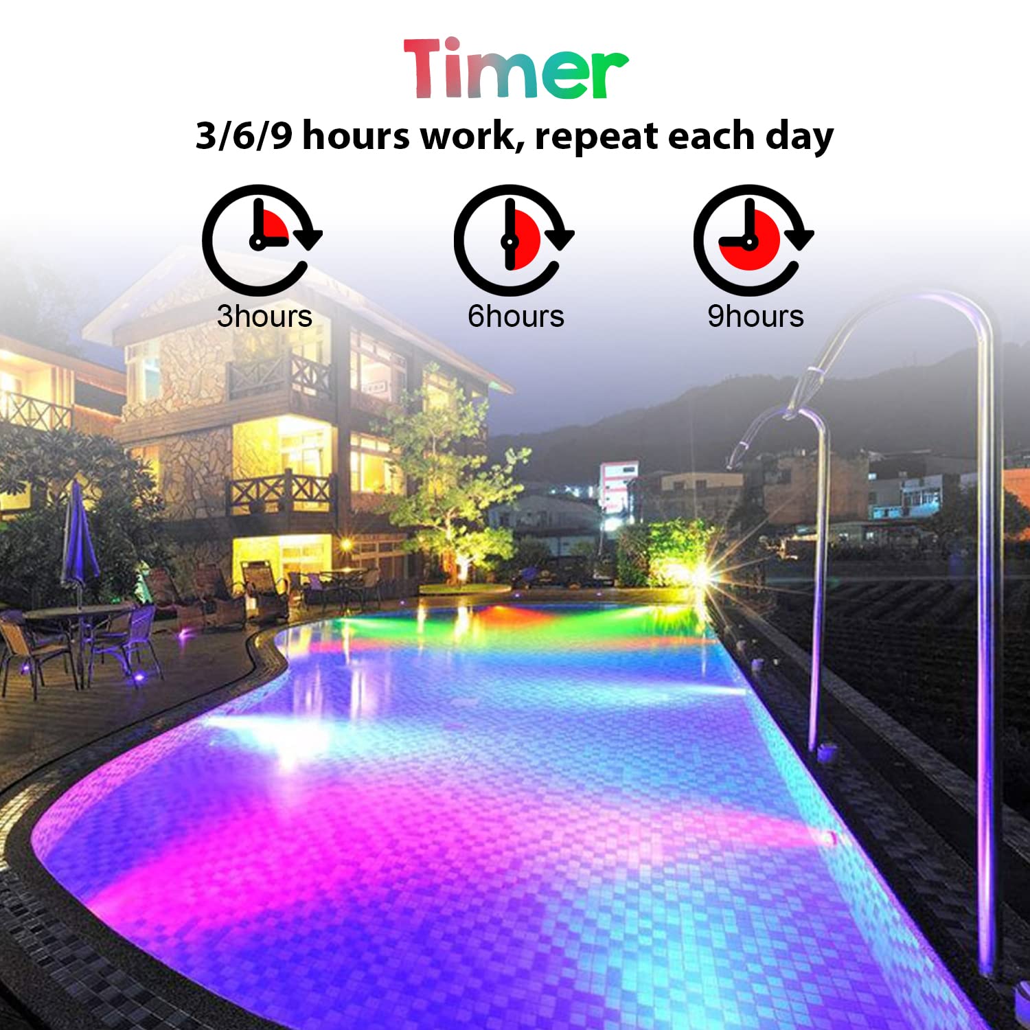 IMAGE Pond Lights Submersible Lights [Set of 4] with Timer IP68 Underwater Lights Aquarium Spot Light 48LED Landscape Lamp for Swimming Pool Fish Tank Fountain Pond Decoration