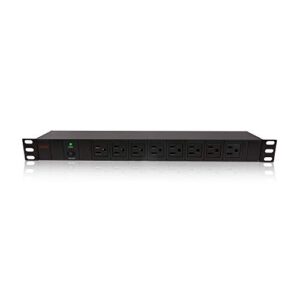 maruson basic pdu, 8 5-15r outlets, 120v / 15a, 5-15p, 19" 1u horizontal rackmount power distribution unit, 10 ft cord, ul certified & rohs compliant, for server racks and networking, pdu-r1508