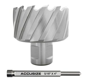 accusize industrial tools h.s.s. annular cutter 2-1/2'' by 1'' cutting depth in strong box with 1 pc pilot pin 5/16'' by 4'', 2080-2045pin