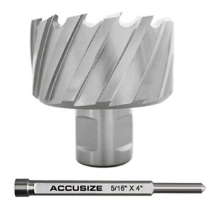 Accusize Industrial Tools H.S.S. Annular Cutter 2-1/2'' by 1'' Cutting Depth in Strong Box with 1 Pc Pilot Pin 5/16'' by 4'', 2080-2045Pin