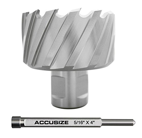 Accusize Industrial Tools H.S.S. Annular Cutter 2-1/2'' by 1'' Cutting Depth in Strong Box with 1 Pc Pilot Pin 5/16'' by 4'', 2080-2045Pin