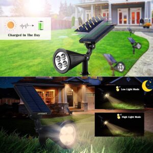 URPOWER Solar Lights Outdoor, Adjustable Solar Spot Lights Outdoor, 2-in-1 Waterproof Solar Landscape Spotlights Wall Light, Dusk-to-Dawn Solar Powered Outdoor Light for Garden, Yard (2 Pack Warm)