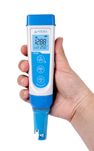 APERA INSTRUMENTS AI316 Premium Series PC60 5-in-1 Waterproof pH/EC (Conductivity) /TDS (ppm) /Salinity (ppt) /Temp. Multi-Parameter Pocket Tester Kit