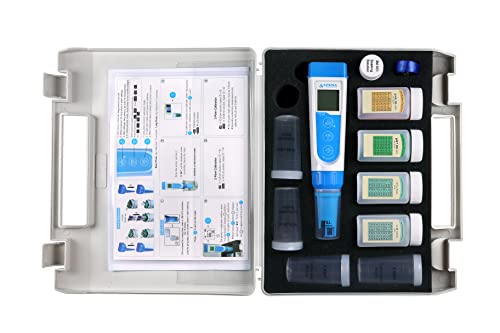 APERA INSTRUMENTS AI316 Premium Series PC60 5-in-1 Waterproof pH/EC (Conductivity) /TDS (ppm) /Salinity (ppt) /Temp. Multi-Parameter Pocket Tester Kit