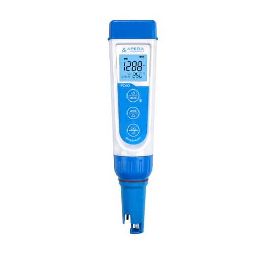 APERA INSTRUMENTS AI316 Premium Series PC60 5-in-1 Waterproof pH/EC (Conductivity) /TDS (ppm) /Salinity (ppt) /Temp. Multi-Parameter Pocket Tester Kit