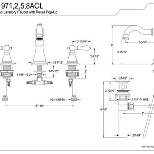 Kingston Brass FSC1978ACL American Classic Widespread Bathroom Faucet, 5-5/16" Spout Reach, Brushed Nickel