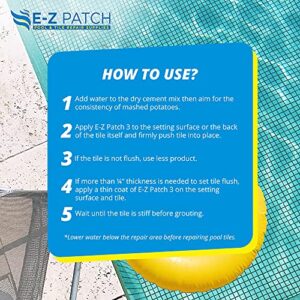 E-Z Patch 3 Pool Tile Thinset Cement for Repairs - Color Adjustable Pool Tile Adhesive (1 lb)