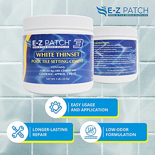 E-Z Patch 3 Pool Tile Thinset Cement for Repairs - Color Adjustable Pool Tile Adhesive (1 lb)