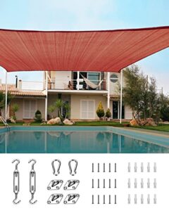 quictent 24x24ft large overzied 185g hdpe square sun shade sail canopy 98% uv block outdoor patio garden with hardware kit (24'x24', terracotta)
