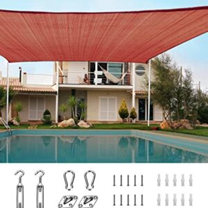 Quictent 24X24FT Large Overzied 185G HDPE Square Sun Shade Sail Canopy 98% UV Block Outdoor Patio Garden with Hardware Kit (24'x24', Terracotta)