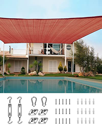 Quictent 24X24FT Large Overzied 185G HDPE Square Sun Shade Sail Canopy 98% UV Block Outdoor Patio Garden with Hardware Kit (24'x24', Terracotta)