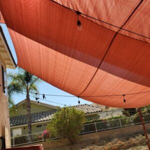 Quictent 24X24FT Large Overzied 185G HDPE Square Sun Shade Sail Canopy 98% UV Block Outdoor Patio Garden with Hardware Kit (24'x24', Terracotta)