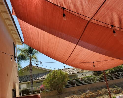 Quictent 24X24FT Large Overzied 185G HDPE Square Sun Shade Sail Canopy 98% UV Block Outdoor Patio Garden with Hardware Kit (24'x24', Terracotta)