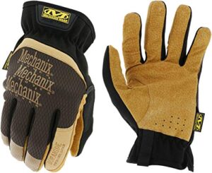mechanix wear: durahide leather fastfit work glove with elastic cuff for secure fit, utility gloves for multi-purpose use, abrasion resistant, safety gloves for men (brown, large)