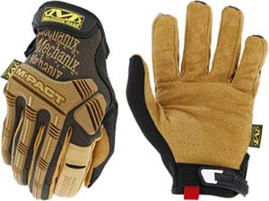 mechanix wear: m-pact durahide leather work gloves with secure fit, work gloves with impact protection and vibration absorption, safety gloves for men (brown, x-large)