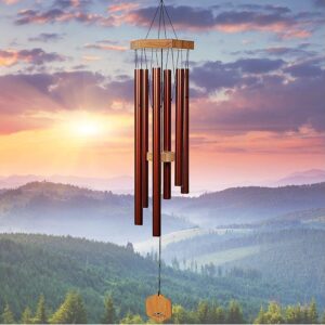 upblend outdoors wind chimes for outside - 29" copper-red wind chime outdoor, zen garden chimes for outdoors, tin windchime, decor windchimes for mom, grandma, gifts for her