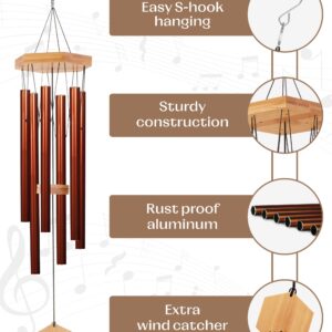 UpBlend Outdoors Wind Chimes for Outside - 29" Copper-Red Wind Chime Outdoor, Zen Garden Chimes for Outdoors, Tin Windchime, Decor Windchimes for Mom, Grandma, Gifts for Her