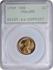 1909 p lincoln cent vdb ms64rd pcgs