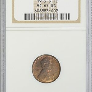 1913 S Lincoln Cent MS65 RB NGC