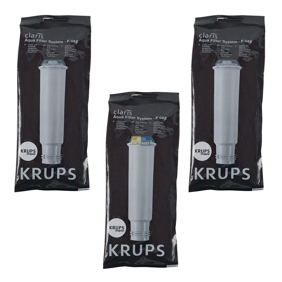 KRUPS F088 Aqua Filter System Water Filtration Cartridge - 3 Pack