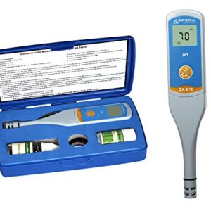 Apera Instruments, LLC-AI221 SX610 Waterproof pH Pen Tester, ±0.1 pH Accuracy, 0-14.0 pH Range, Suitable for Test Tube Testing, Replaceable Probe