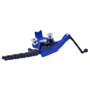 yost vises bc-6 bench chain vise | 1/4 inch to 6 inch pipe clamp capacity | work bench vise | heavy duty cast iron body and durable leg chain | blue