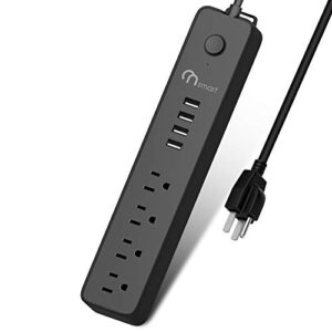 onsmart usb surge protector power strip, 4 multi outlets with 4 usb charging ports, 3.4a total output-600j surge protector power bar, 6 ft long ul cord, wall mount-black…