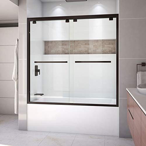 DreamLine Encore 56-60 in. W x 58 in. H Semi-Frameless Bypass Tub Door in Oil Rubbed Bronze, SHDR-1660580-06