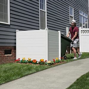enclo privacy screens zp19014 no dig premium full-coverage white vinyl privacy fence screen kit, 48" w x 48" h, perfect to enclose trash bins and a/c units (2-panels)