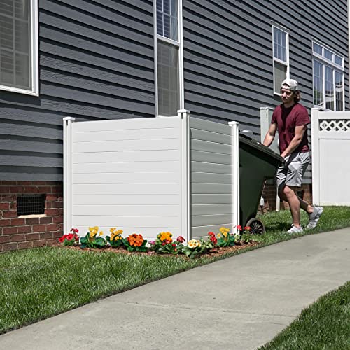 Enclo Privacy Screens ZP19014 No Dig Premium Full-Coverage White Vinyl Privacy Fence Screen Kit, 48" W x 48" H, Perfect to Enclose Trash Bins and A/C Units (2-Panels)