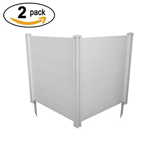 Enclo Privacy Screens ZP19014 No Dig Premium Full-Coverage White Vinyl Privacy Fence Screen Kit, 48" W x 48" H, Perfect to Enclose Trash Bins and A/C Units (2-Panels)