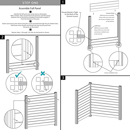 Enclo Privacy Screens ZP19014 No Dig Premium Full-Coverage White Vinyl Privacy Fence Screen Kit, 48" W x 48" H, Perfect to Enclose Trash Bins and A/C Units (2-Panels)