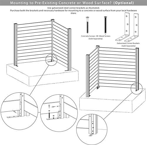 Enclo Privacy Screens ZP19014 No Dig Premium Full-Coverage White Vinyl Privacy Fence Screen Kit, 48" W x 48" H, Perfect to Enclose Trash Bins and A/C Units (2-Panels)