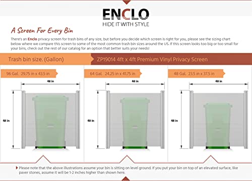 Enclo Privacy Screens ZP19014 No Dig Premium Full-Coverage White Vinyl Privacy Fence Screen Kit, 48" W x 48" H, Perfect to Enclose Trash Bins and A/C Units (2-Panels)