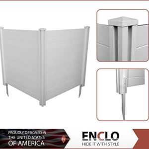 Enclo Privacy Screens ZP19014 No Dig Premium Full-Coverage White Vinyl Privacy Fence Screen Kit, 48" W x 48" H, Perfect to Enclose Trash Bins and A/C Units (2-Panels)